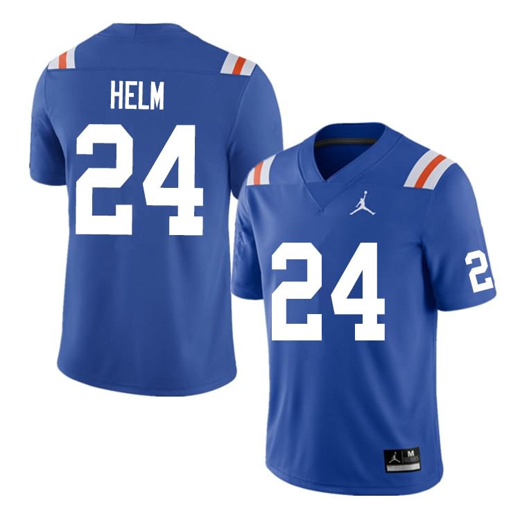 Men's NCAA Florida Gators Avery Helm #24 Stitched Authentic Nike Blue Throwback College Football Jersey HUA0665IU